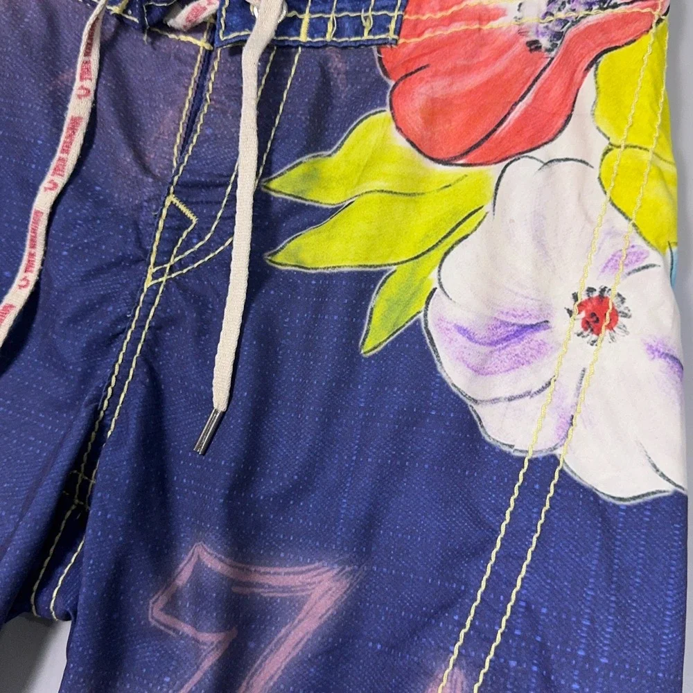 True Religion‎ Surd AOP Floral Board Shorts Mens Size 33 Y2K Summer Resort